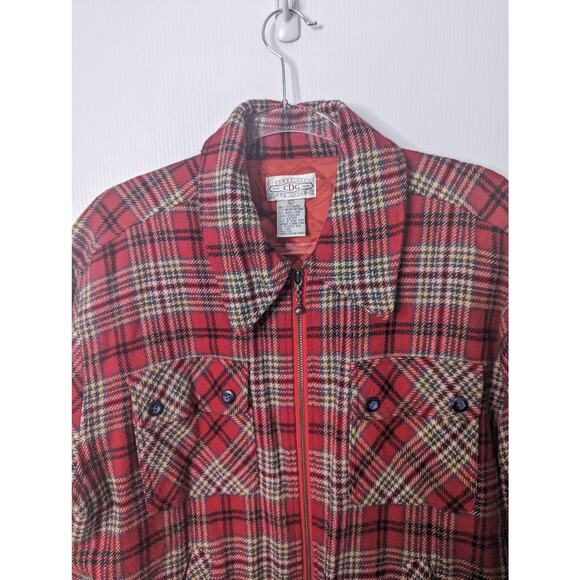 Vintage 90's Cambridge Dry Goods Red Tweed Zip Shacket Wool Blend Size Large - Picture 3 of 8